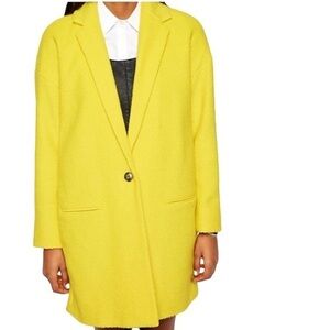 River Island Women’s Textured Oversized Yellow Coat UK Size 6